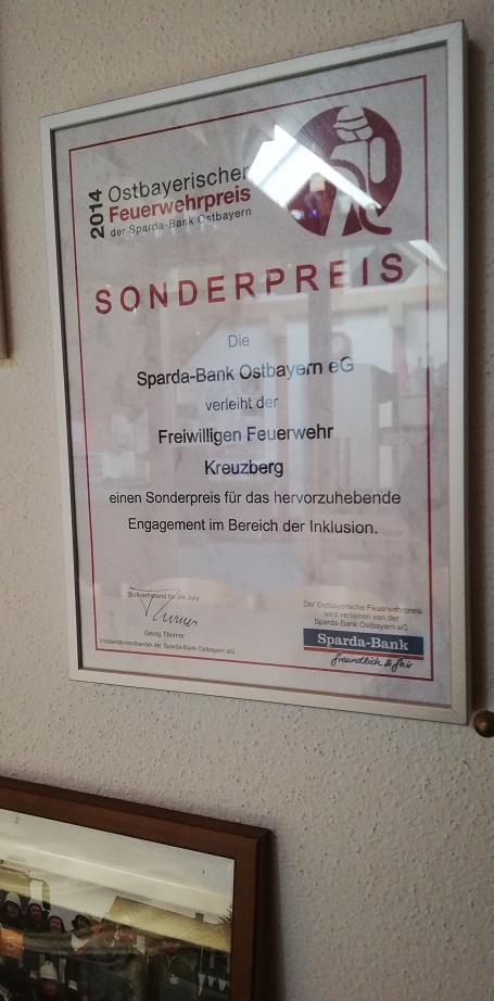 FF Kreuzberg - Sonderpreis Inklusion 2014 - Ostbayerischer Feuerwehrpreis