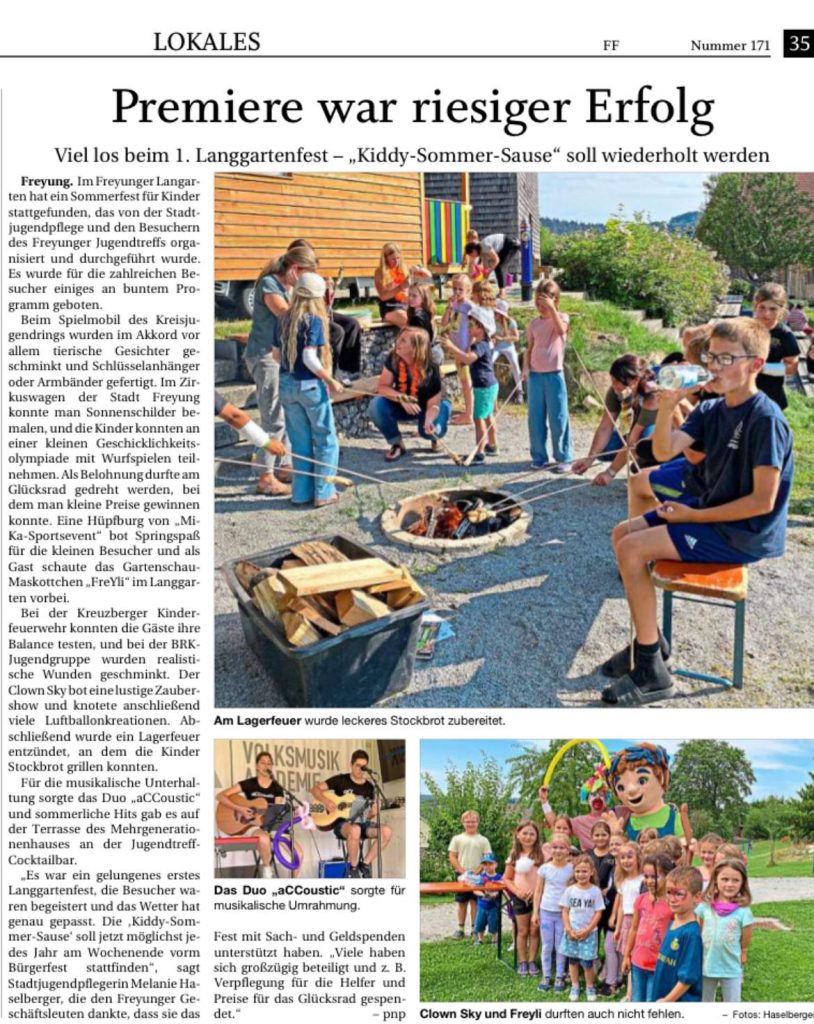 FF Kreuzberg - Kinder - PNP-Bericht Langgartenfest 2024