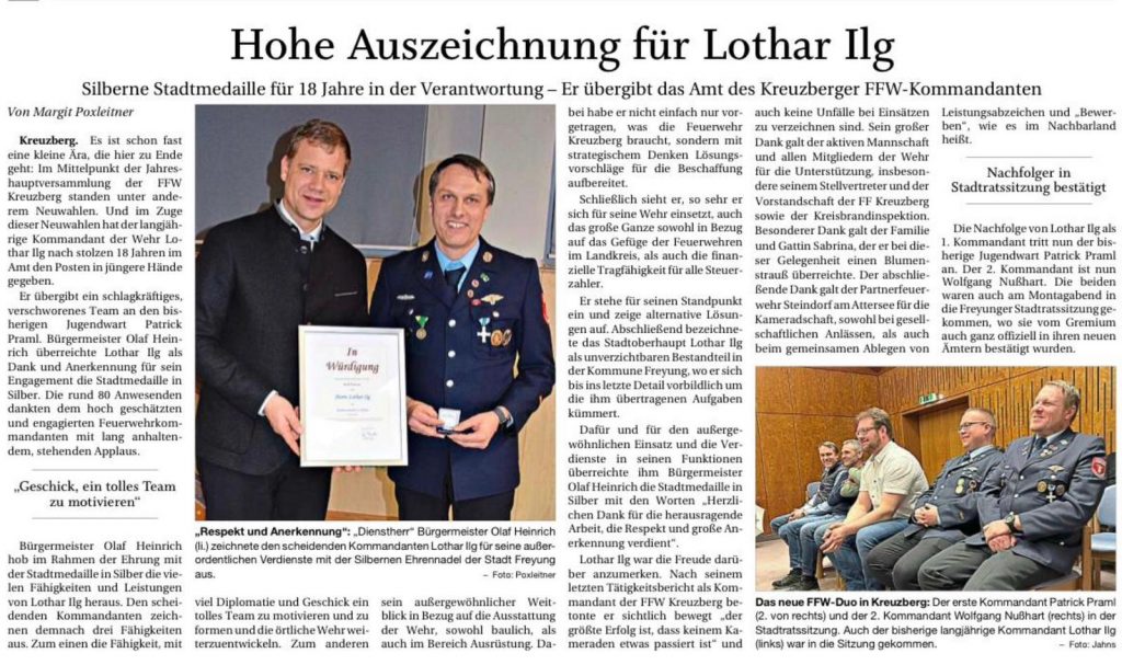 FF Kreuzberg - PNP Bericht - Auszeichnung Lothar Ilg