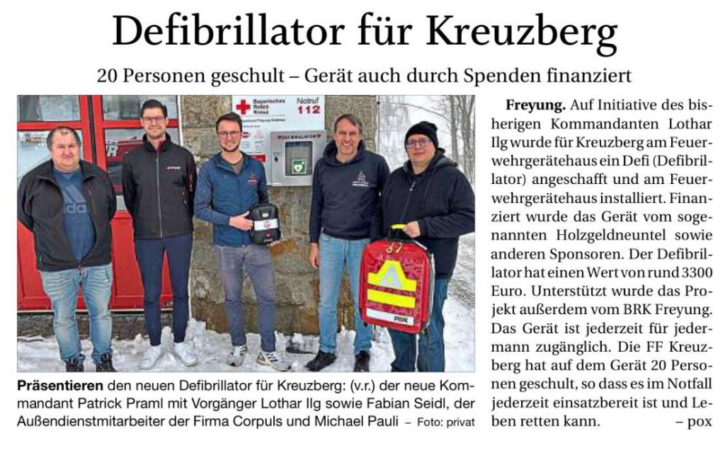 FF Kreuzberg - PNP-Bericht - Defibrillator