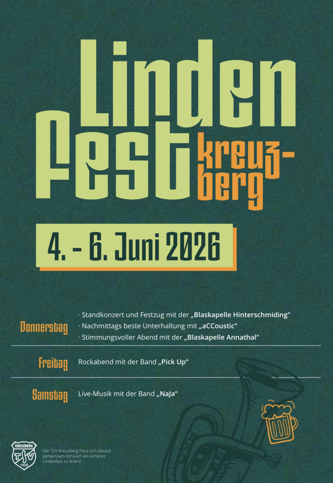 Flyer Lindenfest Kreuzberg 2026 - TSV Kreuzberg e.V