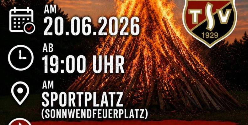 FF Kreuzberg - Flyer Sonnwendfeuer 2026 - Veranstalter TSV Kreuzberg e.V.