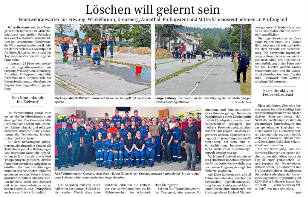 FF Kreuzberg - PNP-Bericht Jugendleistungsprüfung Mitterfirmiansreut