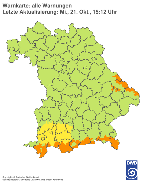 Aktuelle Warnkarte: Bayern