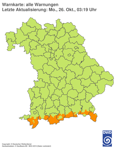 Aktuelle Warnkarte: Bayern
