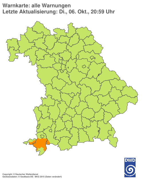 Aktuelle Warnkarte: Bayern