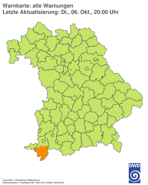 Aktuelle Warnkarte: Bayern