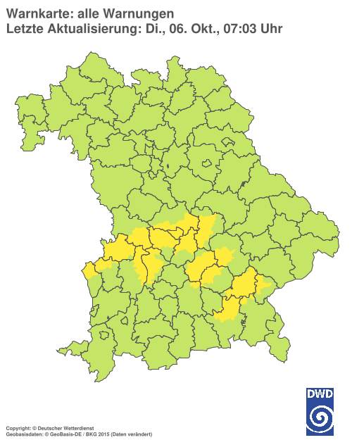 Aktuelle Warnkarte: Bayern