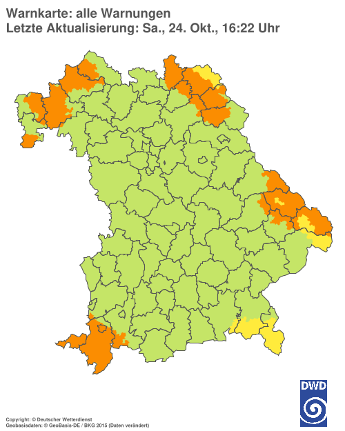 Aktuelle Warnkarte: Bayern