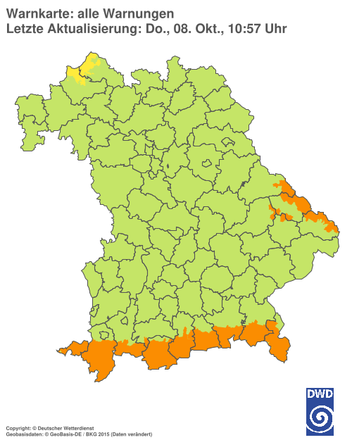 Aktuelle Warnkarte: Bayern