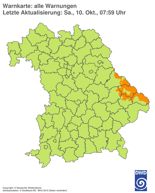 Aktuelle Warnkarte: Bayern