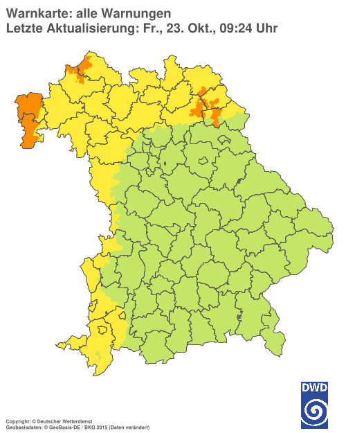 Aktuelle Warnkarte: Bayern