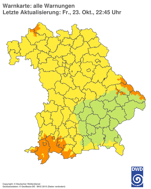 Aktuelle Warnkarte: Bayern