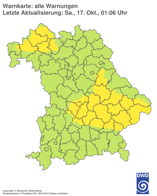 Aktuelle Warnkarte: Bayern