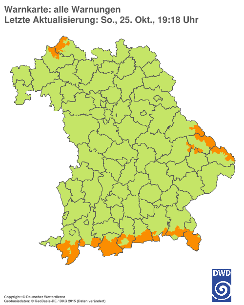 Aktuelle Warnkarte: Bayern