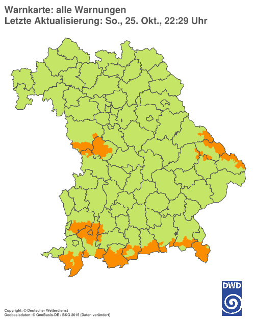 Aktuelle Warnkarte: Bayern